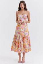 NEW, House of CB Ella floral midi dress in Multi Sz L #MD2411