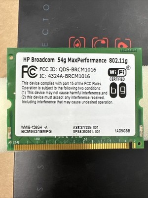 HP 392591-001 Broadcom BCM94318MPG Mini PCI b/g Wireless WMIB-158GH