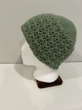 Teen/Small Adult Hand Crocheted Beanie Sage Green 22