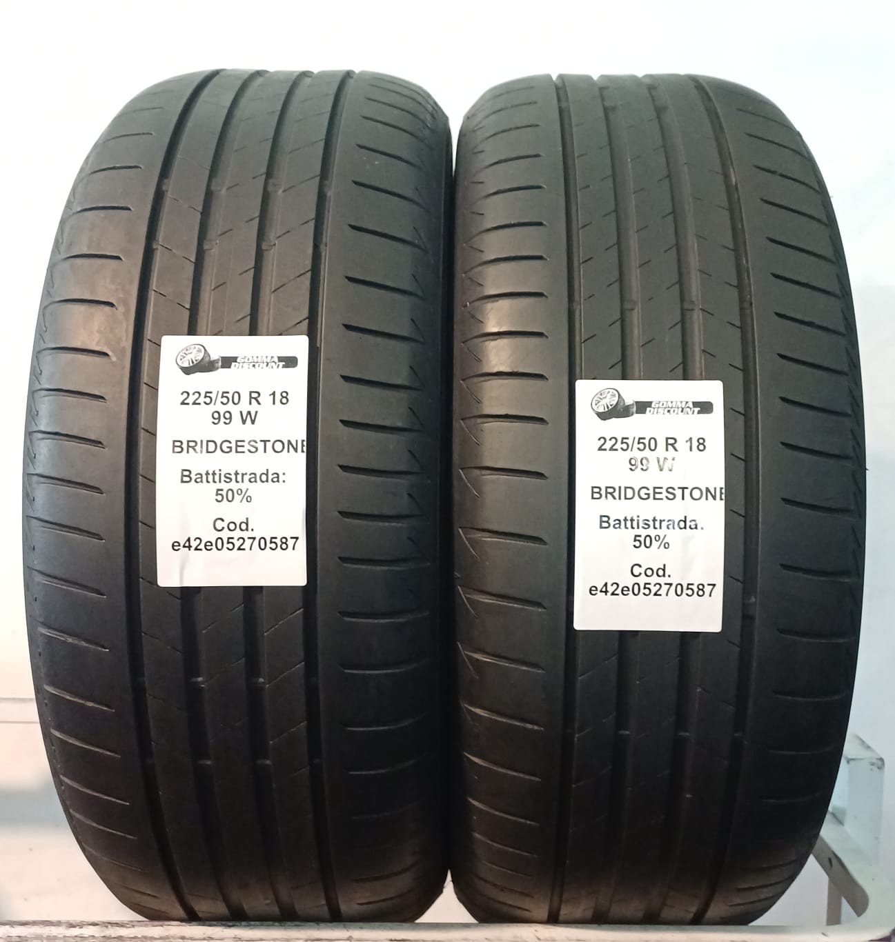 PNEUMATICI USATI PEZZI 2 BRIDGESTONE TURANZA T005 225/50 R18 99W ESTIVE