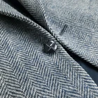 Herringbone Tweed 38R French Blue Vintage Sport Coat Leather Button Elbow Pads