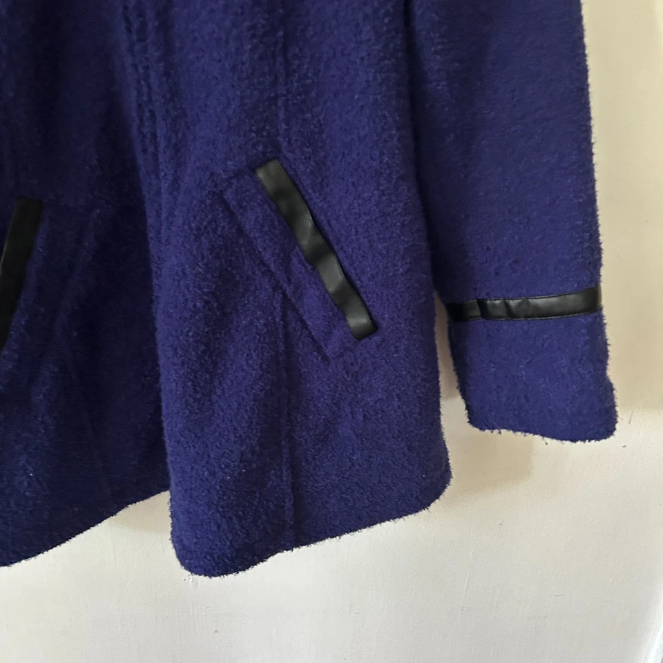 Susan Graver Coat Womens Large Purple Blue Hooded Pockets Zip Up Mid Weight - Image 2 of 4