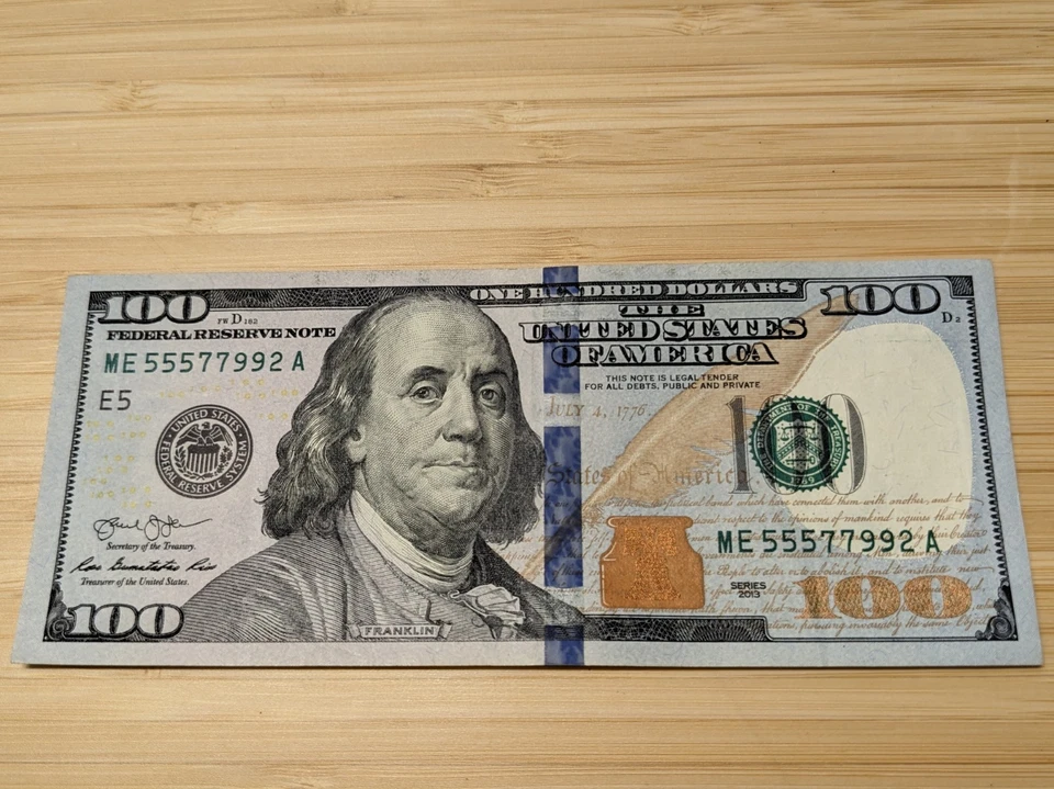 US $100 Dollar Bill 2013 Fancy Serial # 555 77 99 2. Coolness Index - 97.4% - Image 4 of 4