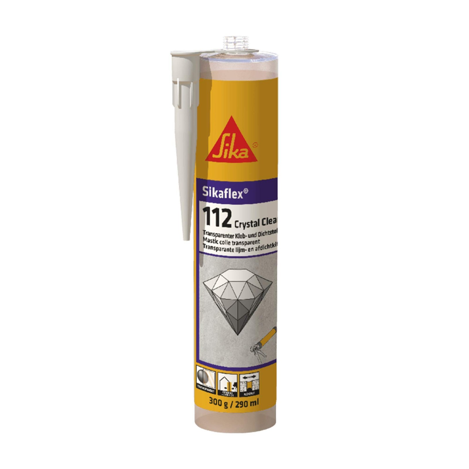 Sika - Sikaflex-112 Crystal Clear - Adesivo sigillante trasparente - Multiu rYnM