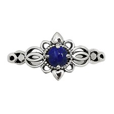 Natural Lapis Lazuli - Afghanistan 925 Sterling Silver Ring s.6 Jewelry R-1172