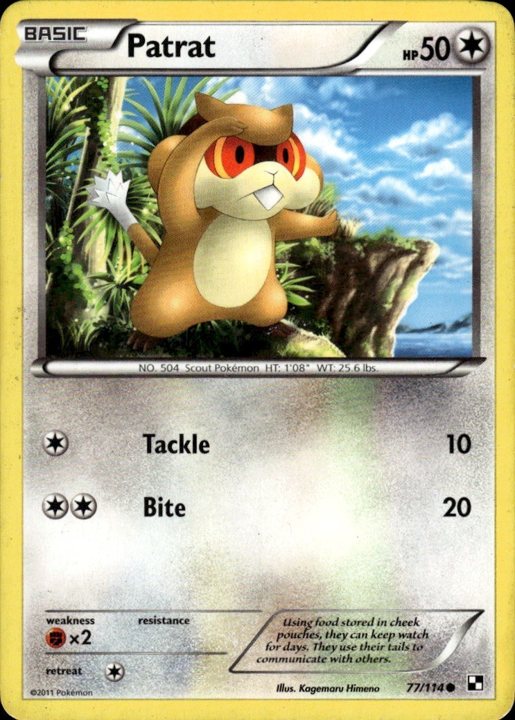 Patrat 77/114 Common Black & White Pokemon Lightly Played