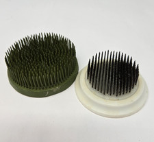 2 Vintage Metal Spiked Flower Floral Frogs Round 3  Kenzan  2.75  Plastic base