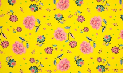 Blumen, French Terry, gelb  Stoff,  (S151)