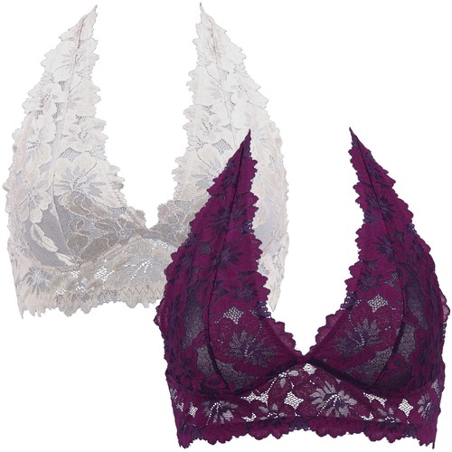 Plunge Bralette mit floraler Spitze - 2er Pack - Bild 1 von 6