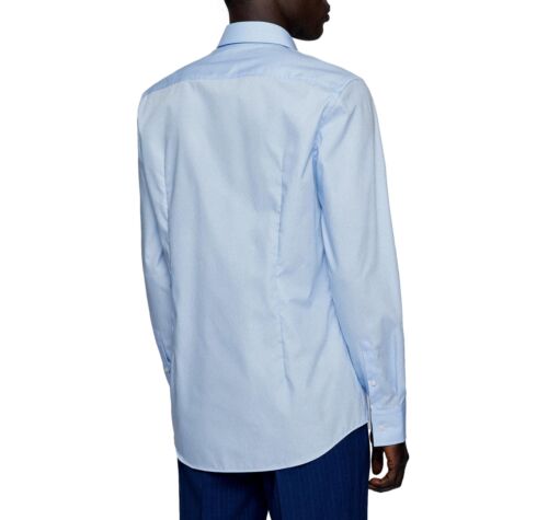 HUGO BOSS Camicia Uomo Slim Fit Easy Iron Modello JENNO 50327693 Celeste - Picture 3 of 3