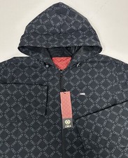 Giacca a vento Muska vintage circa calzature skate corporate ripetizione stampa all over