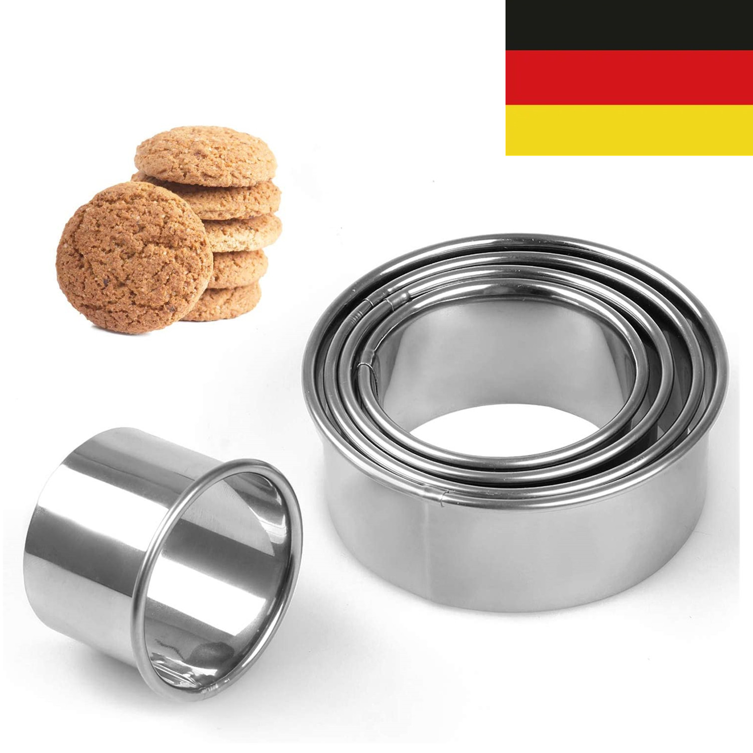 5X Runde Kreis Stahl Keksausstecher Keks Q Gebäck Form Zum Selbermachen -- DE