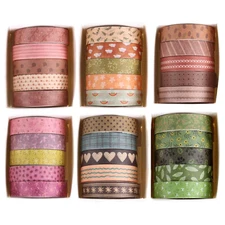 Basic Washi Tape Set 30 Roll Plants Patterns Decorative Skinny Slim Masking Tape