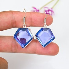 Tanzanite Gemstone 925 Sterling Silver Handmade Drop Earring Jewelry Love Gift