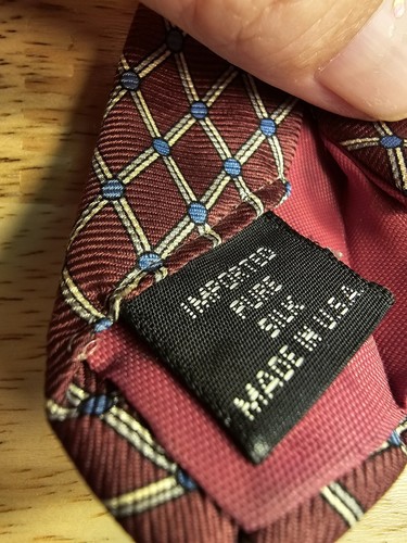 Churchill Collection Necktie Burgundy Cream And Blue Repeating Diamond Pattern - Picture 5 of 5