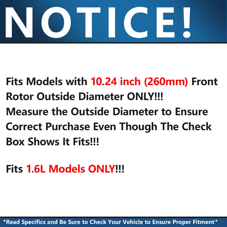 10.22 inch Front Drilled Rotors Brake Pads for 2009 2010 2011 Nissan Versa 1.6L - Image 3 of 4