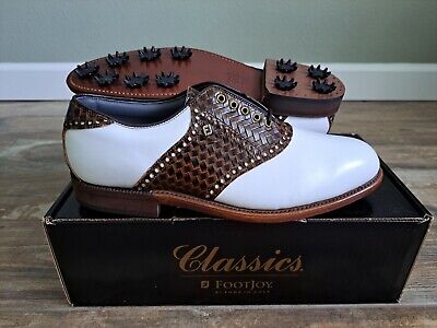 NEW Vintage Footjoy Classics Mens Golf Shoes 50963 WH/BRN NEW Vintage Footjoy Classics Mens Golf Shoes 50963 WH/BRN