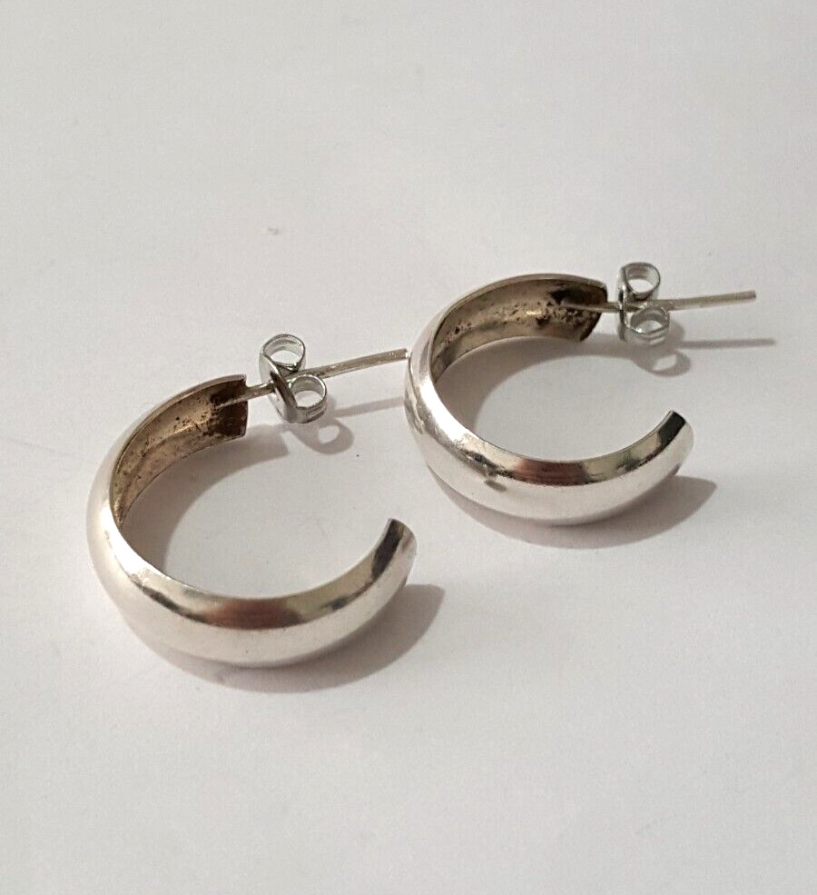 Gorgeous Solid Round/ Cuff Stud Earrings 925 Soli… - image 7