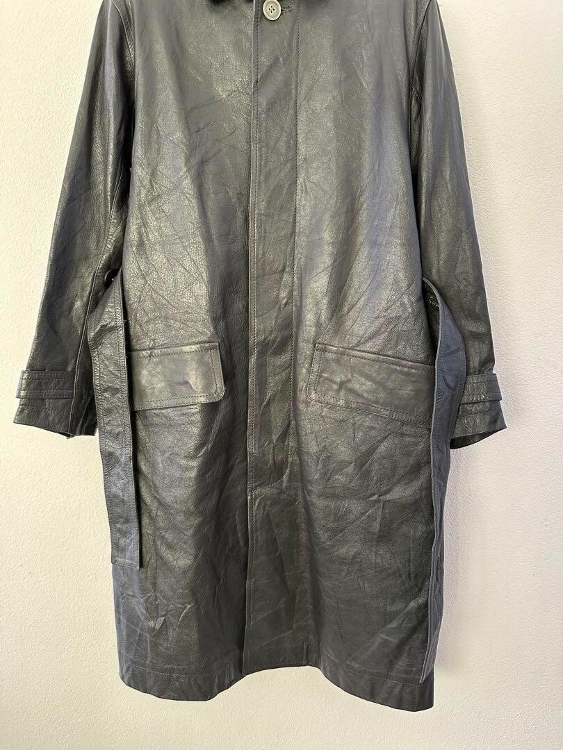 Y's Yohji Yamamoto Leather Trench Coat Black Size M Vintage Y's Yohji Yamamoto Leather Trench Coat Black Size M Vintage