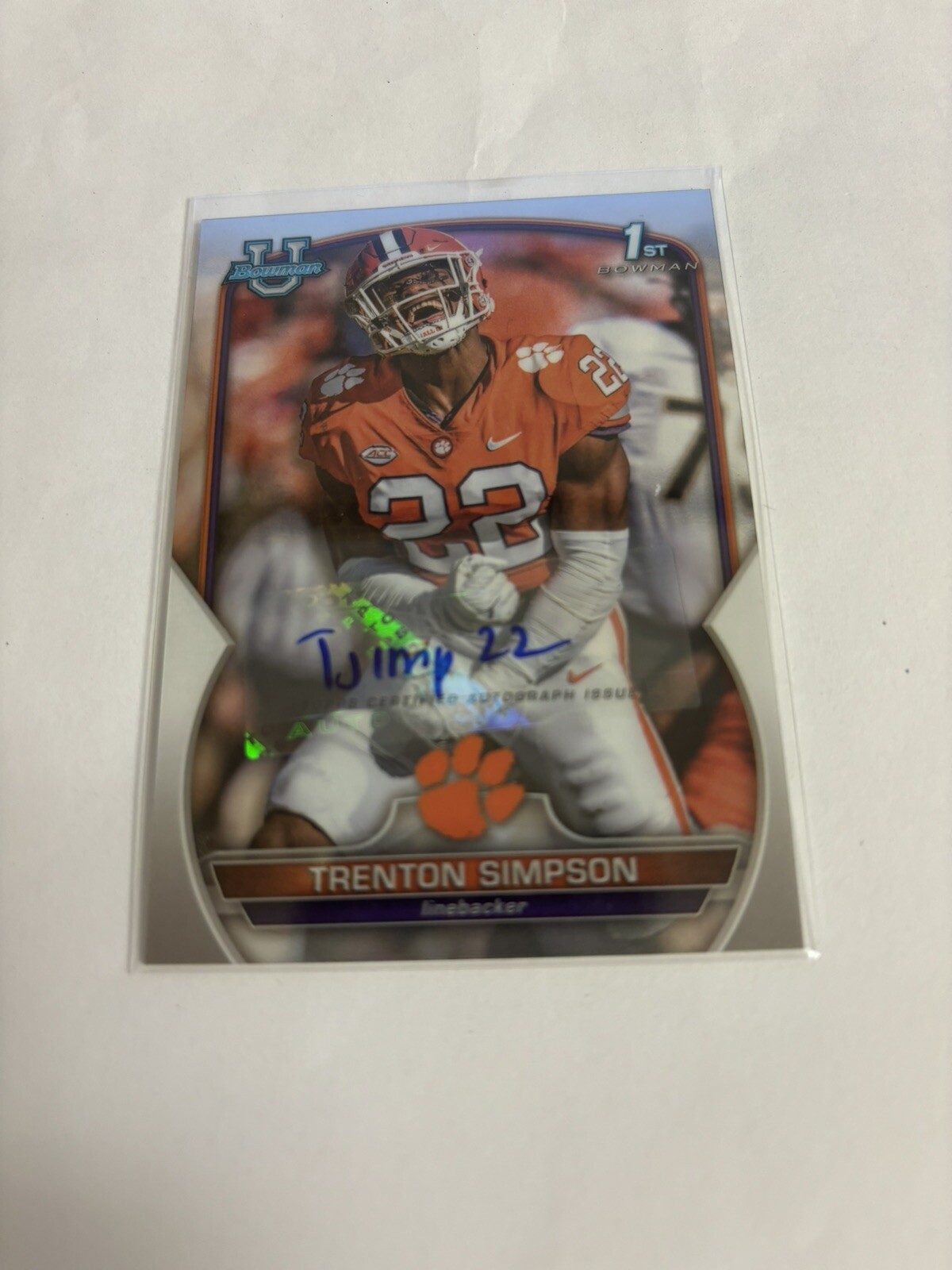 2022 Bowman University Chrome - Chrome Prospect Autographs #45 Trenton Simpson