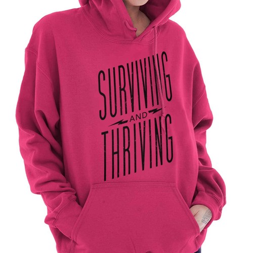 Surviving and Thriving Breast Cancer Ribbon Womens Hooded Sweatshirts Hoodies - 第 1/9 張圖片