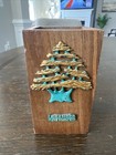 Vintage Lebanese 3D Pen Holder Dry Vase Art Patina Gold Tree Design 4” Tall — photo 2