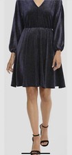 London Times Women's Blue Glitter Knee-Length Shift Dress Plus Size 1X