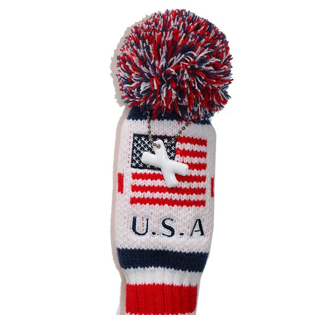 Padded Golf Club Head Covers USA Driver Hybrid Red White Blue Customize