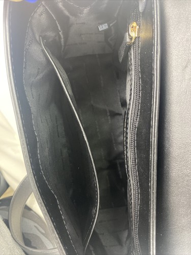 Michael Ava Kors Bag Top Handle Grommet Black Leather Scalloped Flap Medium B3M - Picture 12 of 12