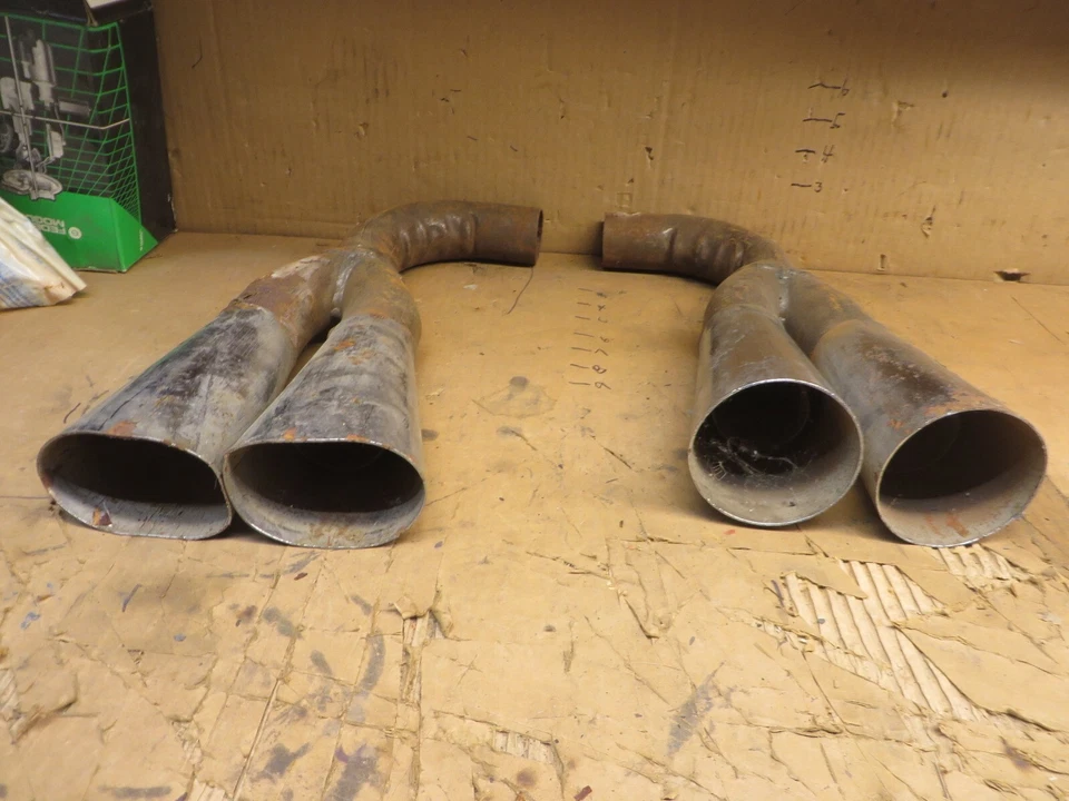 TUBO DE ESCAPE DOBLE PERSONALIZADO juego de puntas cromadas cónicas DE COLECCIÓN NOS usado oxidación Foto 3 de 4
