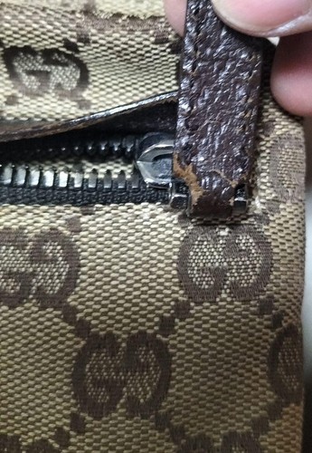 Auth GUCCI Waist Pouch Bum Bag Beige Brown Leather Canvas 28566 Good Condition - Picture 10 of 13