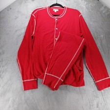 J CREW Pajamas Union Suit Men's L Red w/ Fireman  s Flap Base Layer Long John