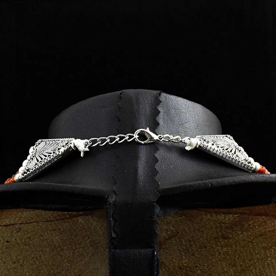 Collar facetado de 308 quilates con cuentas de granate de hessonita extraído de tierra de 5 hilos JK 44E293 Foto 4 de 4