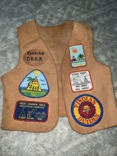 Vintage 90's YMCA Indian Guides Leather Vest Patches