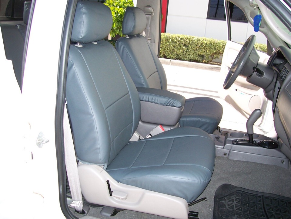 Custom-Fit Front Seat Covers For 1993-1997 Honda Del Sol - Black/Blue Artificial Leather