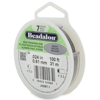 100 Foot Spool Beadalon Bright 7 Strand 0.024'' Diameter Bead Stringing WIRE