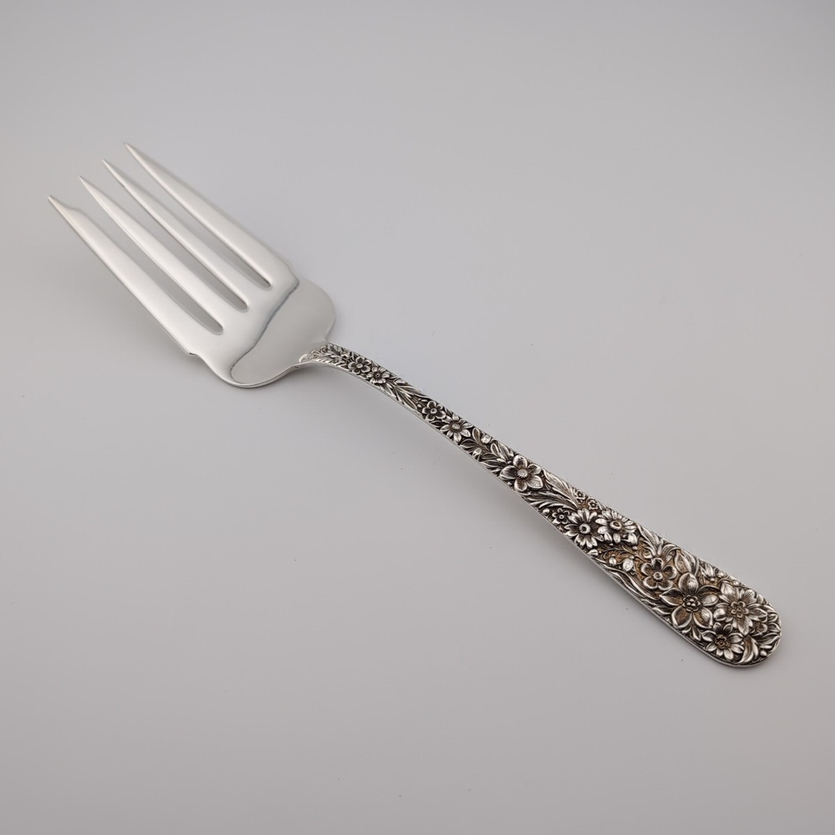 Kirk Repousse Sterling Silver Cold Meat Serving Fork 1/2