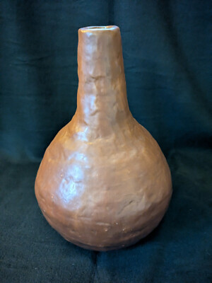 Hand Made Clay Pottery, created in 1971, brown glaze, coil method, very heavy
