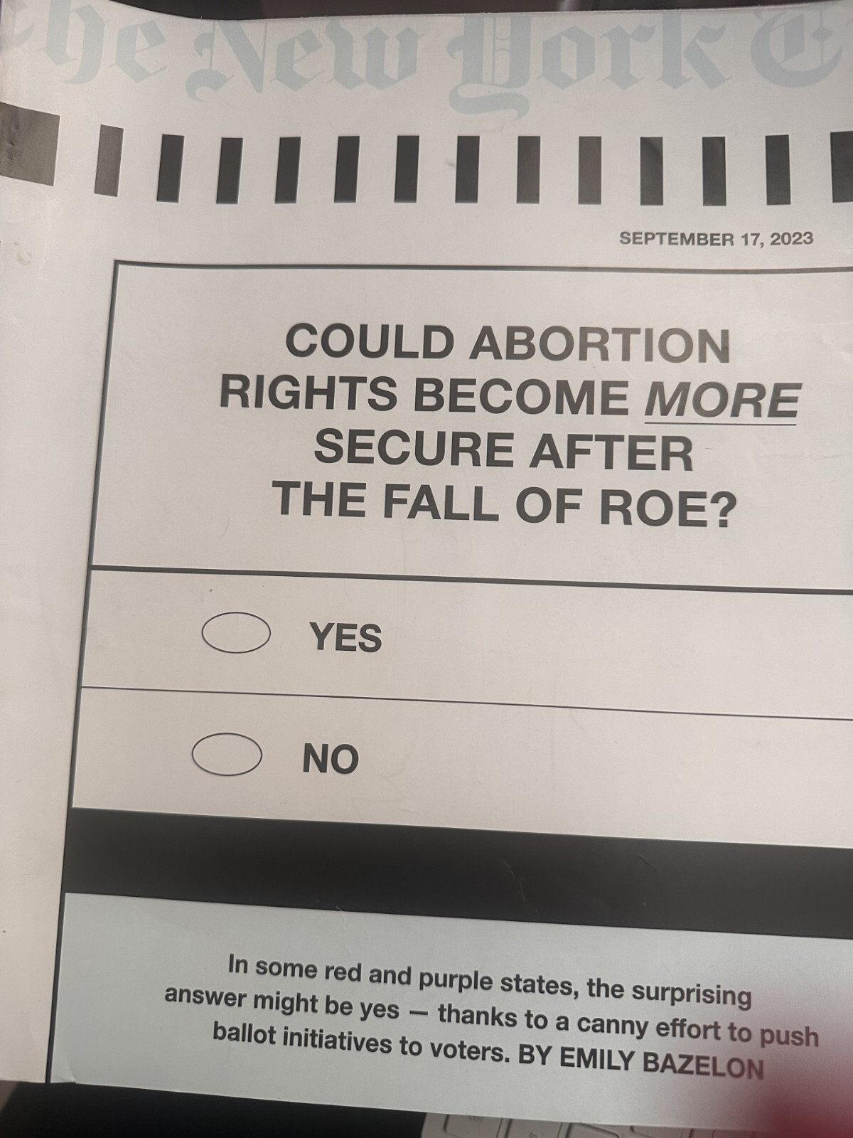 THE NEW YORK TIMES MAGAZINE - September 17, 2023 - The Fall of Role?