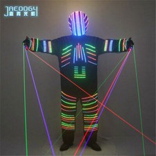 LED Flashing Robot Costume Helmet Gloves Lighting Performan Party Rave Nightclub