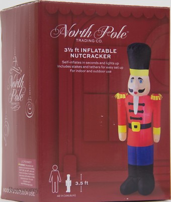 Christmas Holiday North Pole 3 1/2 ft Light Up Nutcracker Airblown Inflatable