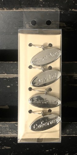 Wine Glass Charm Drink Markers Oval (Set Of 4) NIB - Afbeelding 1 van 2