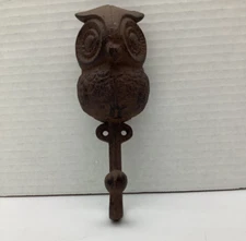 Metal Owl Wall Hook Cast Iron Key Towel Coat Hanger Rustic Bronze Finish
