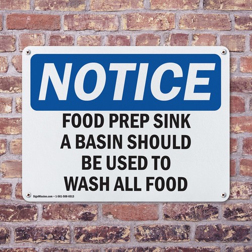 (2 Pack) Food Prep Sink Only A Basin Should Be Used OSHA Notice Sign Decal Metal - Bild 4 von 23