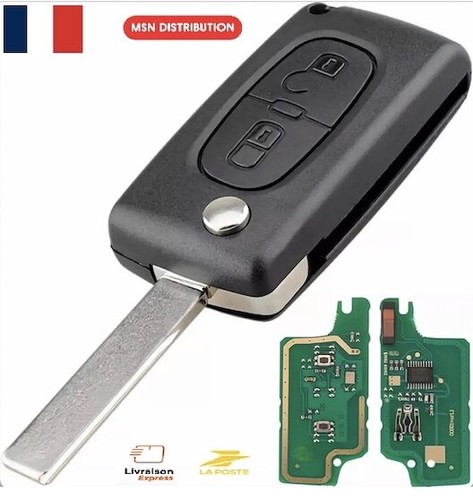 Clé Télécommande Vierge Peugeot CE0536 ID46 - Pour 207, 307, 308 SW, 2 Boutons, Fréquence 433 MHz