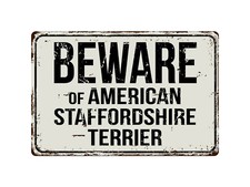 115VS Beware Of American Staffordshire Terrier 8 "x 12" Vintage Sign