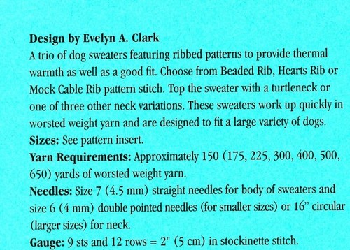 Fiber Trends Strickmuster #FT211x Dandy Hundepullover -3 Pullover Brustumfang 12-30 - Bild 2 von 3