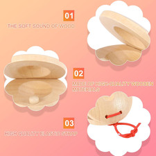 24 Pcs Castanets Wooden Musical Instrument Finger Baby Castanet Hand Classroom