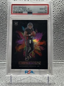 MICHAEL PENIX JR. 2024 OBSIDIAN ROOKIE BLACK COLOR BLAST RC #5 SP PSA 10