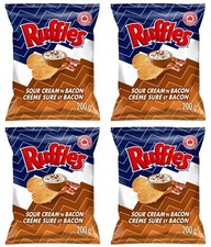 Ruffles Sour Cream 'n Bacon Flavored Potato Chips, 200g 4 Pack 